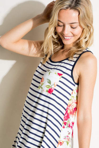 STRIPE FLORAL MIX TANK TOP