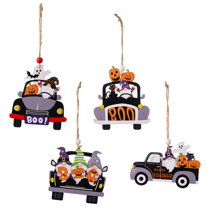 4-Piece Halloween Element Car-Shape Hanging Art