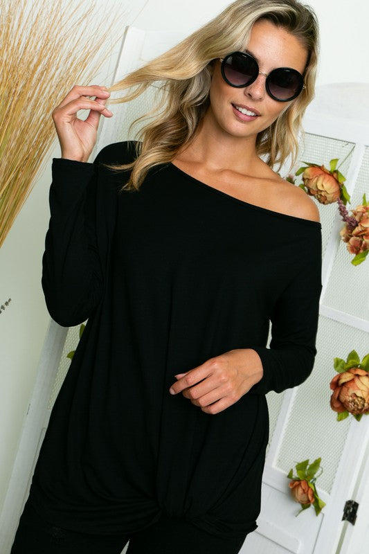 PLUS SOLID ONE SHOULDER TOP