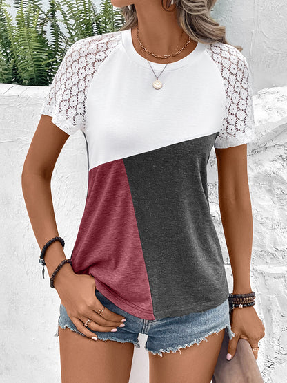 Ivy Lane Color Block Raglan Sleeve Round Neck Tee