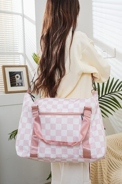 Zenana Checkered Multi-Pocket Travel Bag