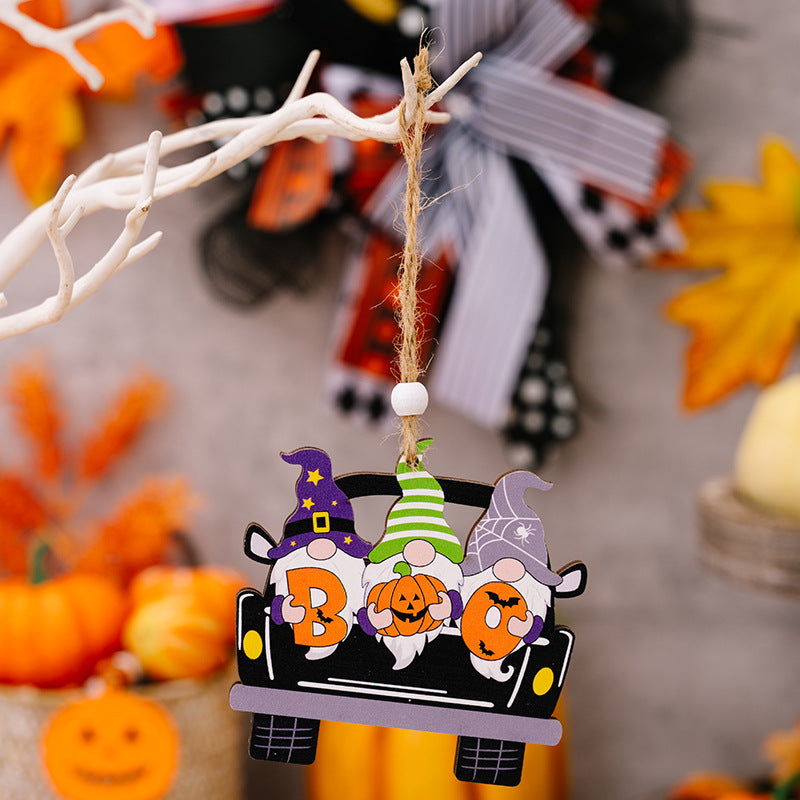 4-Piece Halloween Element Car-Shape Hanging Art