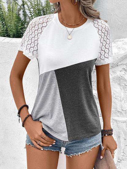 Ivy Lane Color Block Raglan Sleeve Round Neck Tee