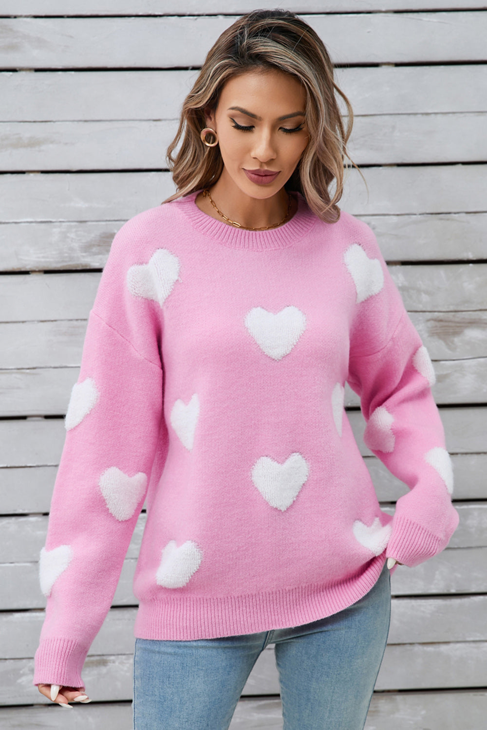 Angel Wings Heart Round Neck Long Sleeve Sweater