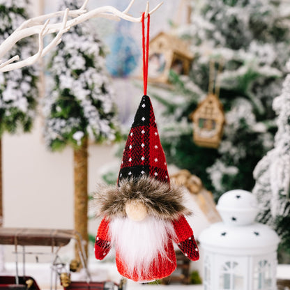 Christmas Plaid Faceless Doll Hanging Ornaments, Set of 2