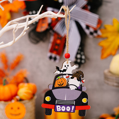 4-Piece Halloween Element Car-Shape Hanging Art