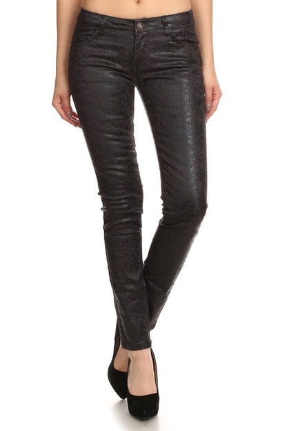 Low Rise Metallic Print Skinny jeans Pants