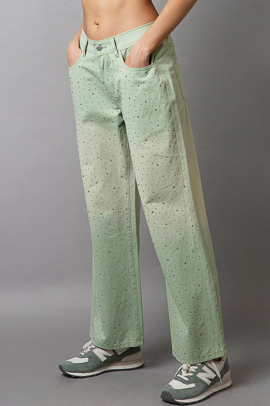 POL Embellishments Gradient Wide Leg Pants