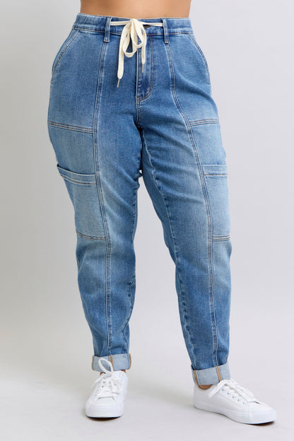 Clayton High Rise Cuffed Cargo Denim Jogger