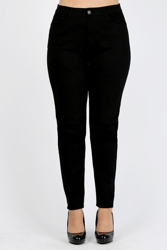 Plus Size High Waist Solid Stretch Jeans Pants