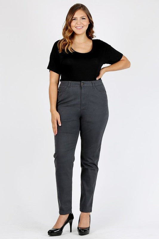 Plus Size High Waist Solid Stretch Jeans Pants