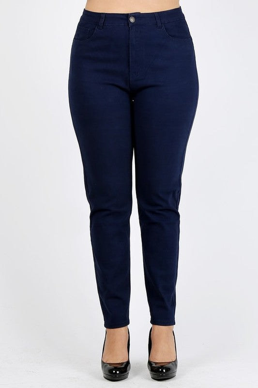 Plus Size High Waist Solid Stretch Jeans Pants