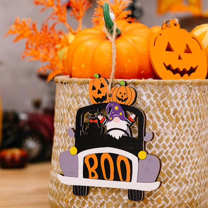 4-Piece Halloween Element Car-Shape Hanging Art