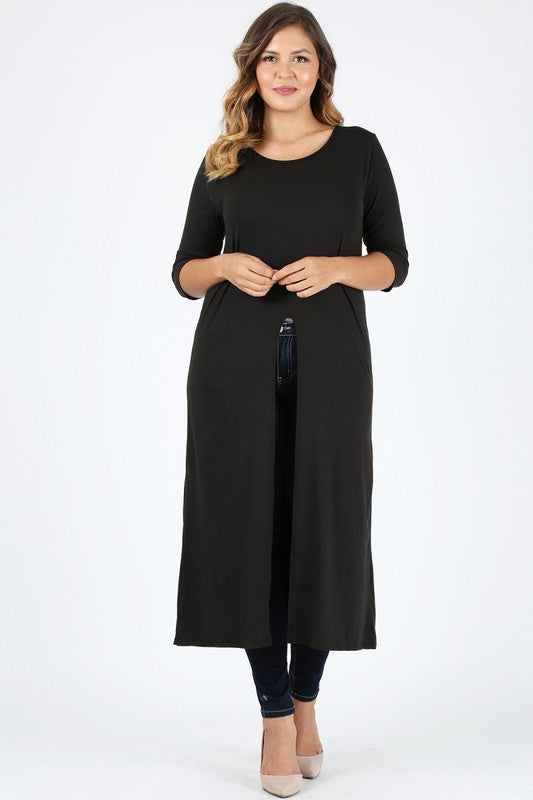 Plus Size Slit front  Maxi Top