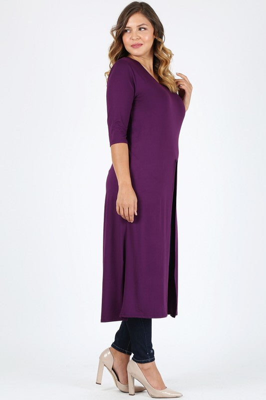 Plus Size Slit front  Maxi Top