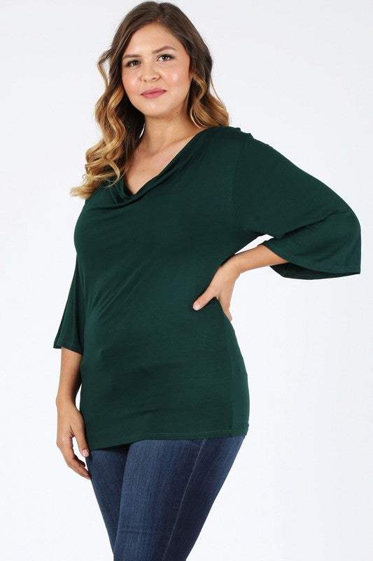 Plus size cowl neck basic top