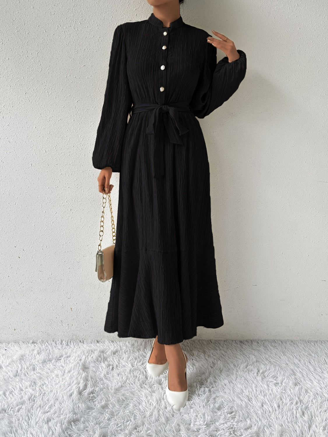 Honey Tie Waist Long Sleeve Dress