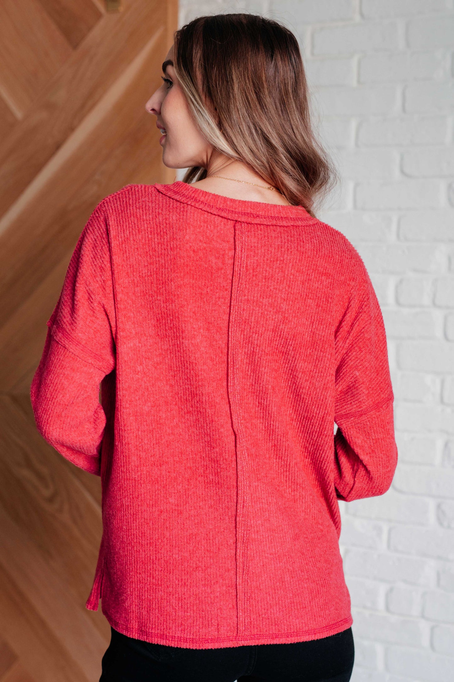 Casual Tuesday Ribbed Knit Sweater in Dark Red