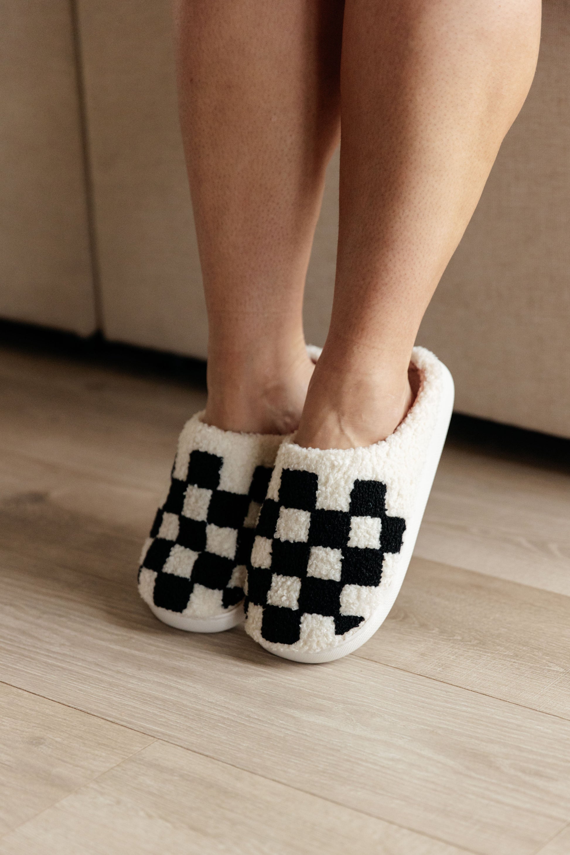 Checked Out Slippers in Black - Dahlia Boutique