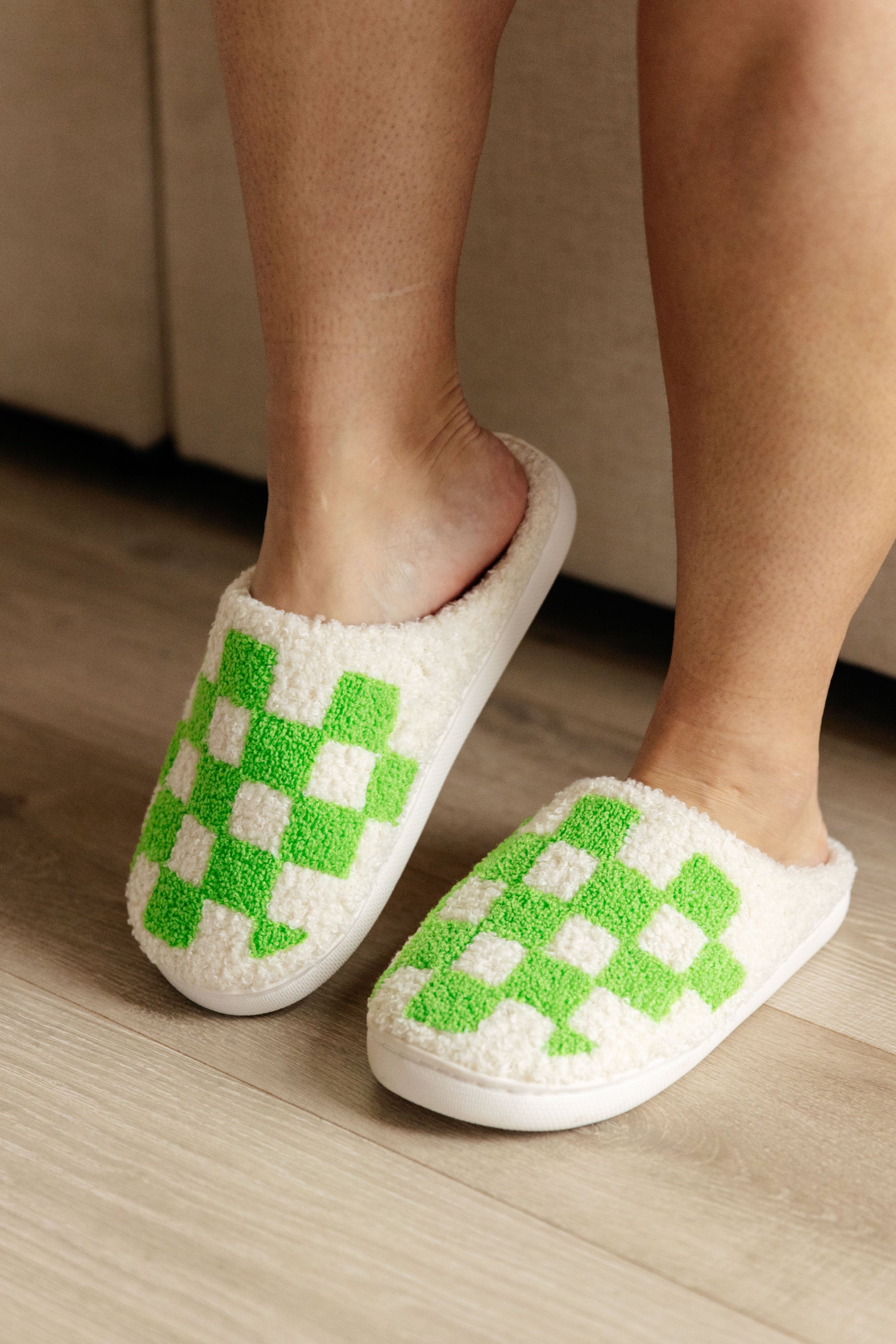 Checked Out Slippers in Green - Dahlia Boutique