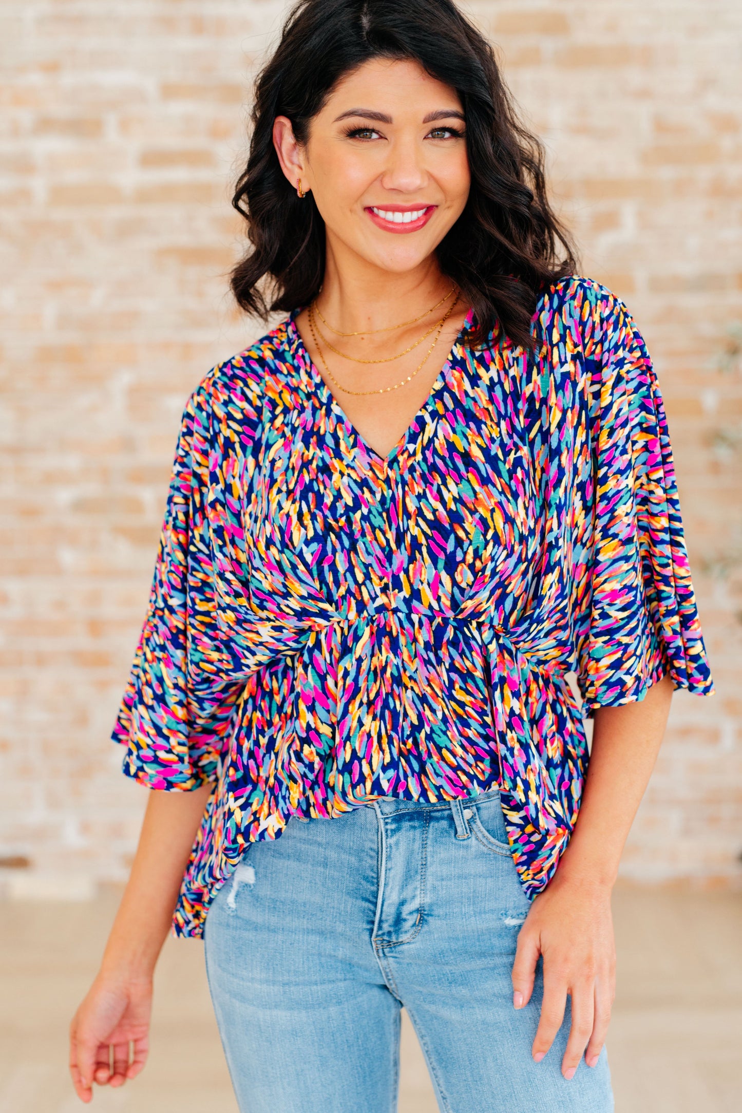 Top peplum Dreamer en Painted Royal Multi