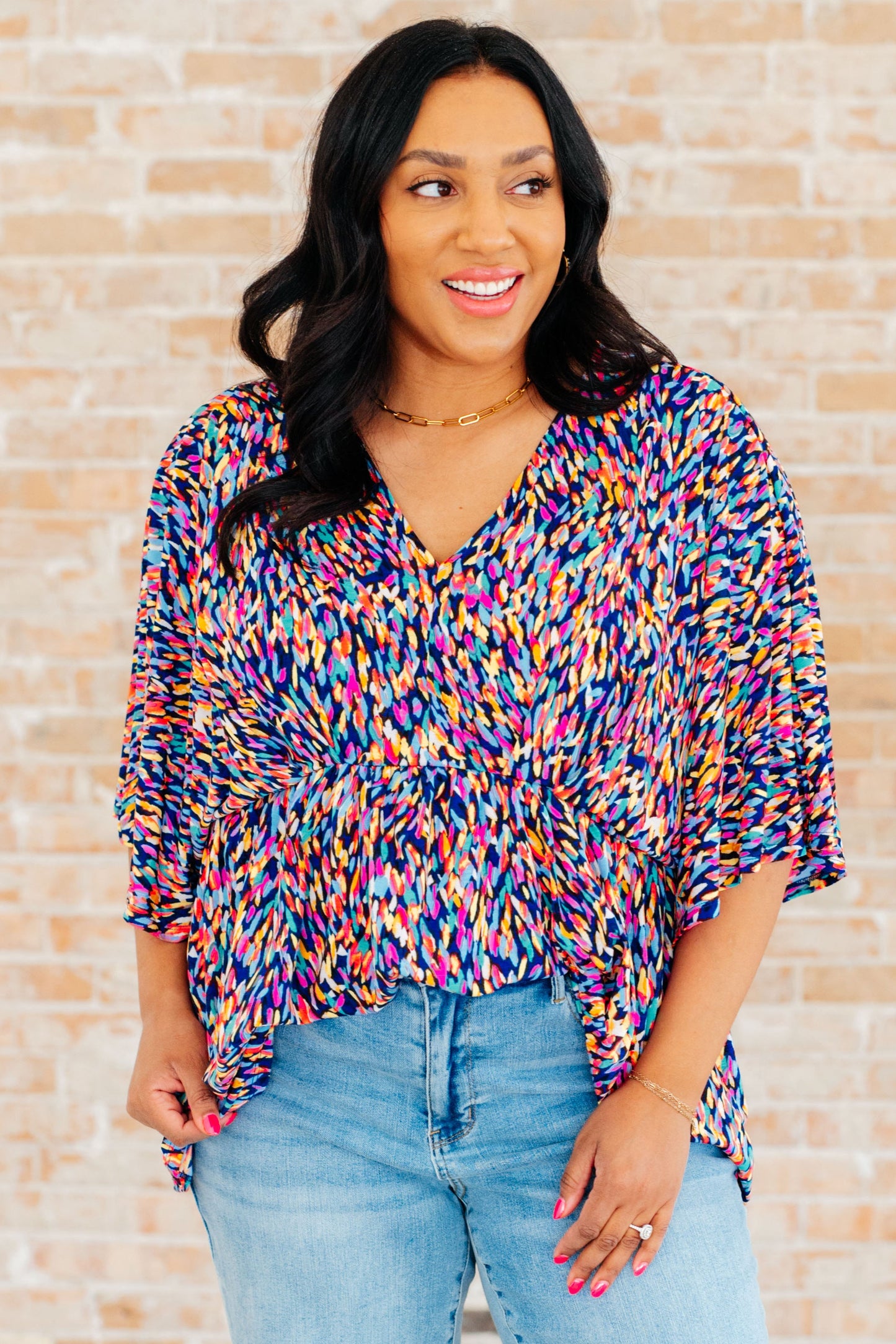 Top peplum Dreamer en Painted Royal Multi