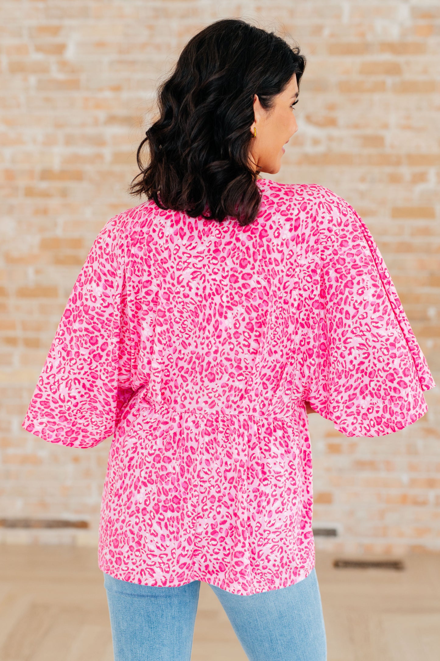 Top peplum Dreamer en leopardo rosa