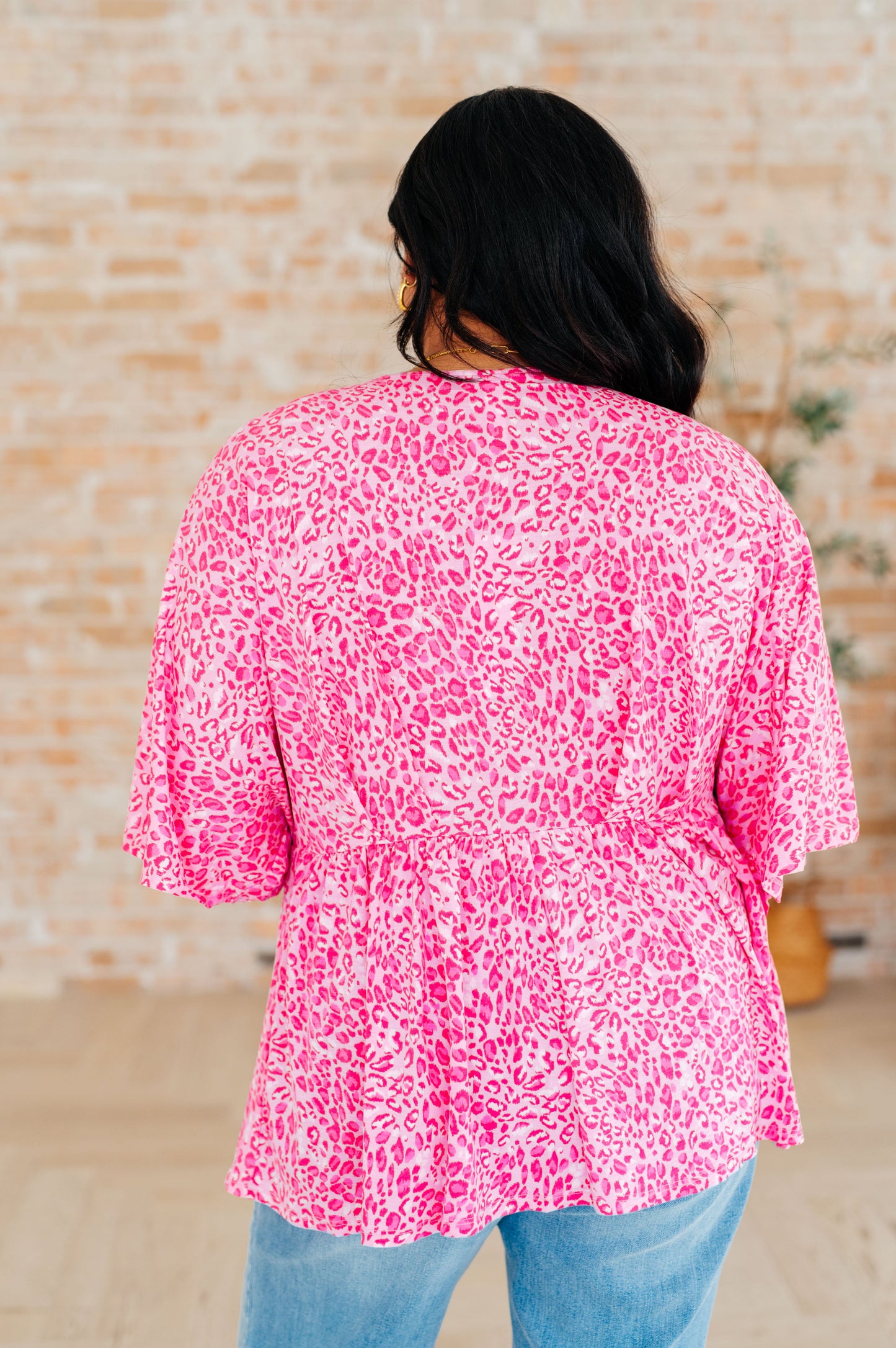 Top peplum Dreamer en leopardo rosa