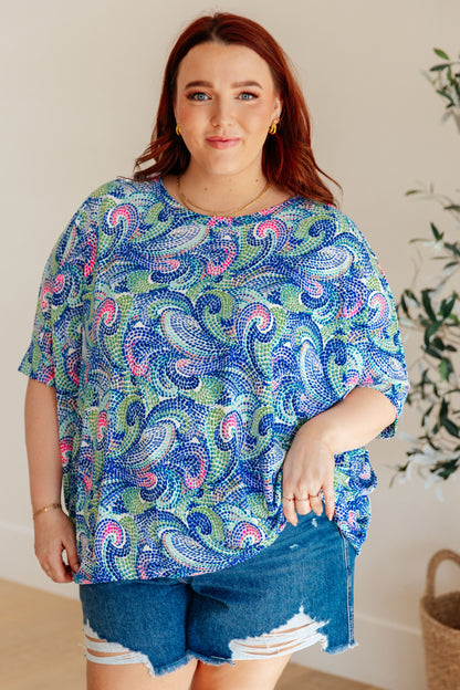 Blusa Essential en mezcla de azul pintado