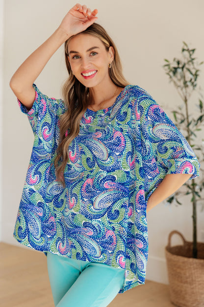 Blusa Essential en mezcla de azul pintado