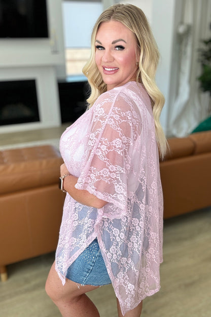 Good Days Ahead Lace Kimono In Mauve