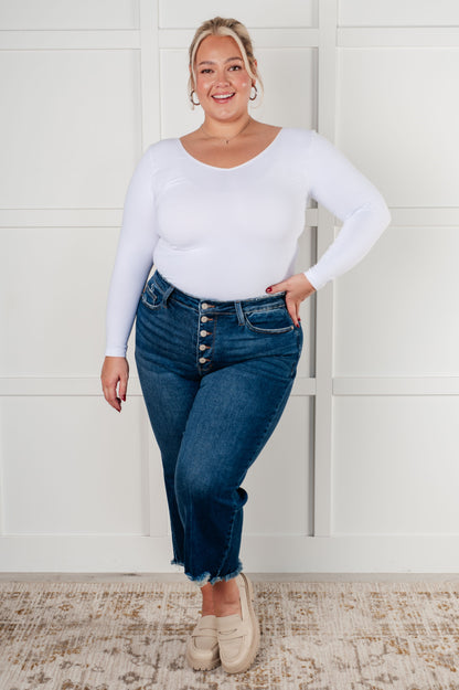 Janice High Rise Button Fly Wide Leg Crop Jeans