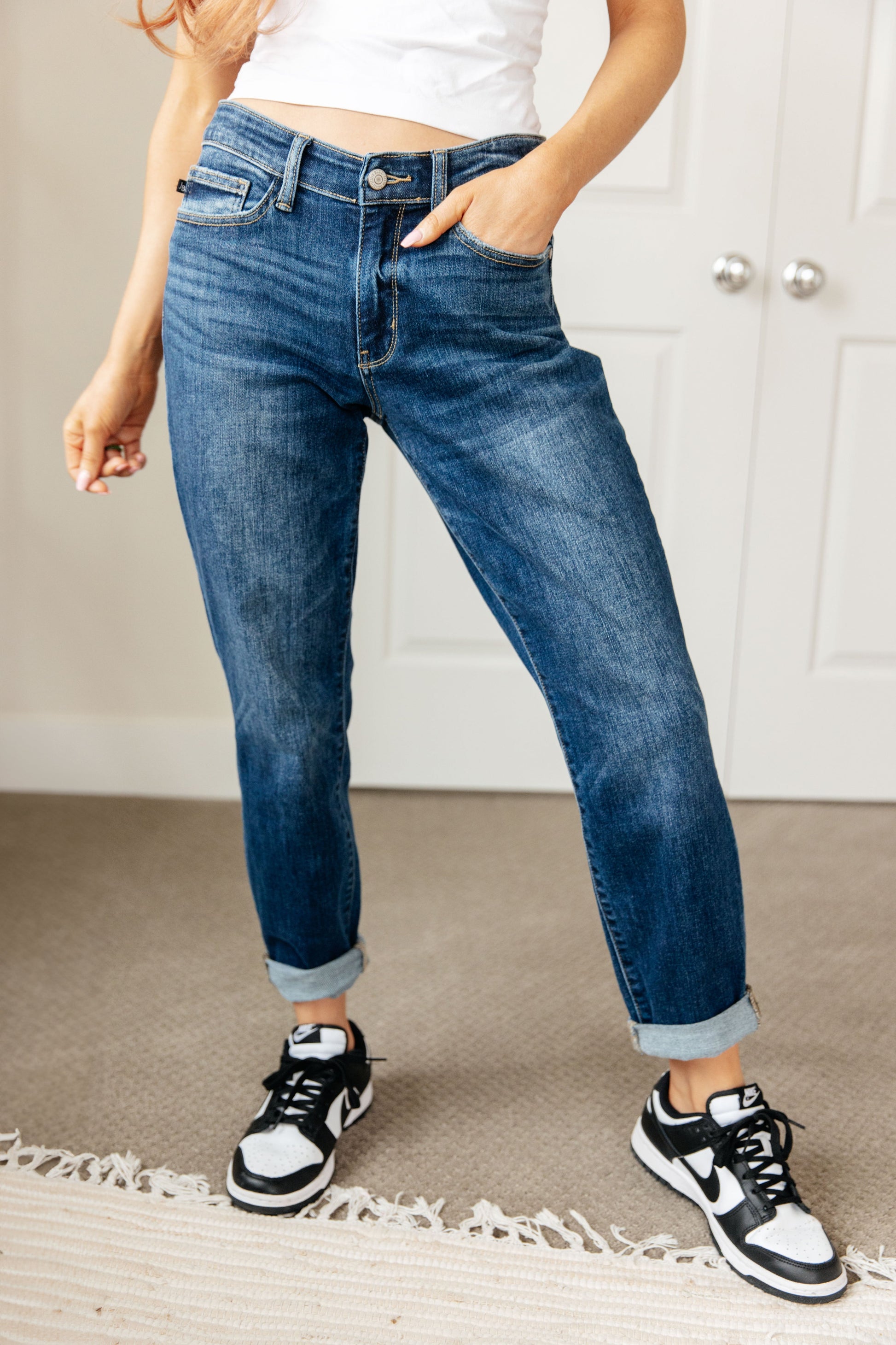 London Midrise Cuffed Boyfriend Jeans - Dahlia Boutique