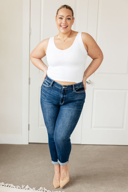 London Midrise Cuffed Boyfriend Jeans - Dahlia Boutique