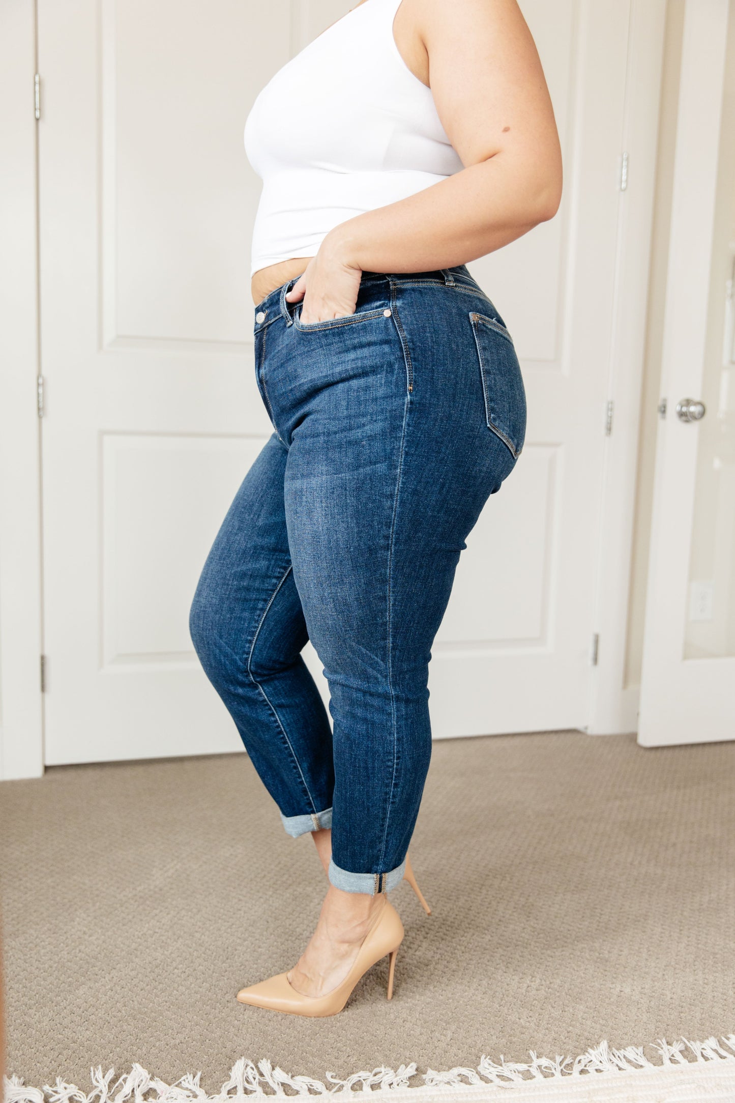 London Midrise Cuffed Boyfriend Jeans - Dahlia Boutique