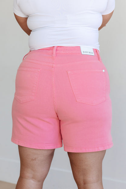 Jenna High Rise Control Top Cuffed Shorts in Pink - Dahlia Boutique