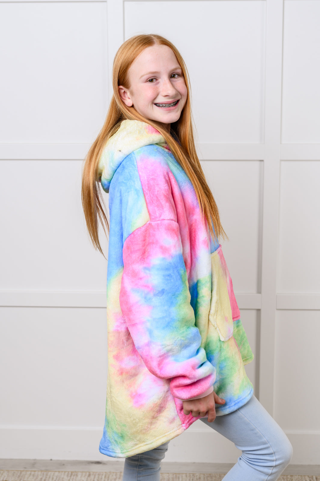 Kids Oversized Hoodie Blanket in Rainbow