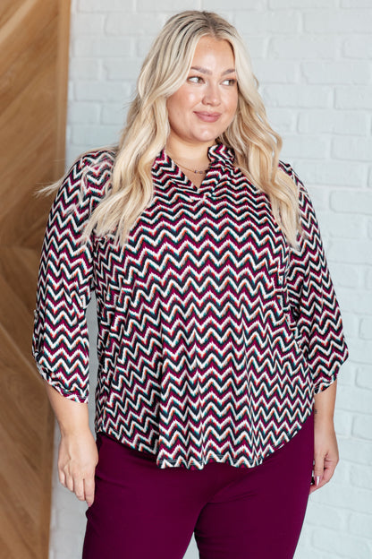 Lizzy Top in Magenta and Black Chevron