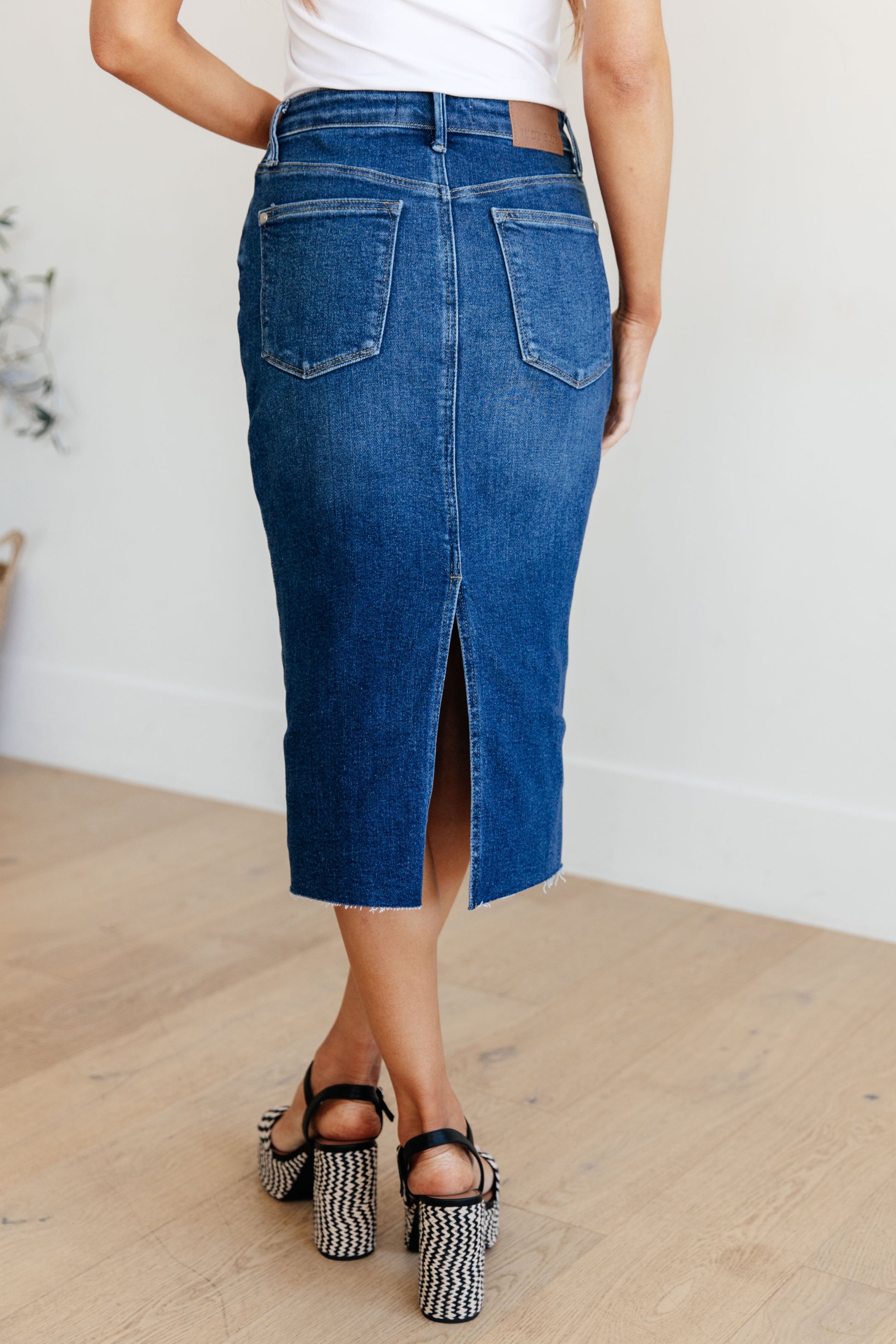 Marcy High Rise Denim Midi Skirt - Dahlia Boutique