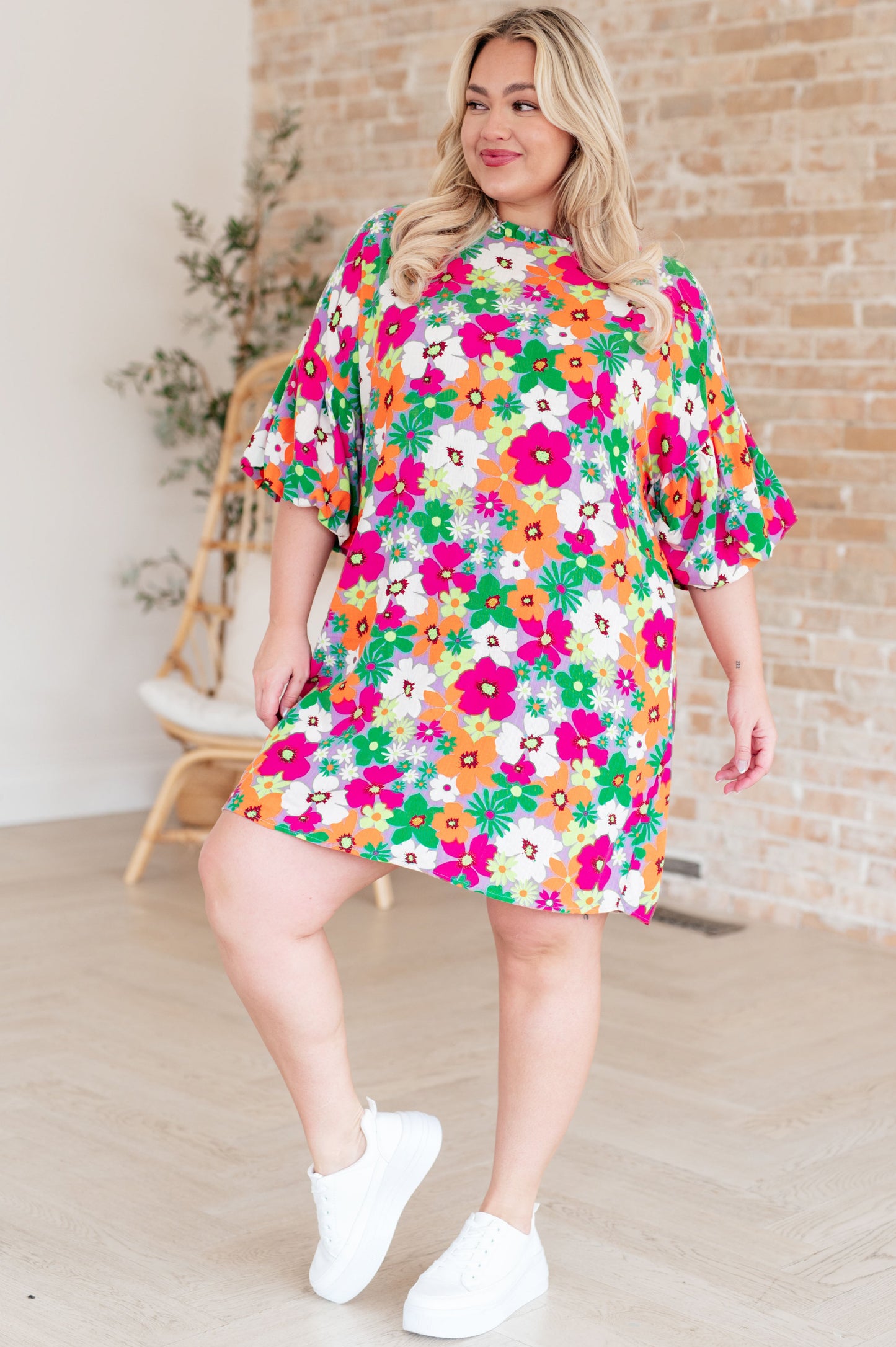 No Garden, No Problem Vestido con mangas de burbujas