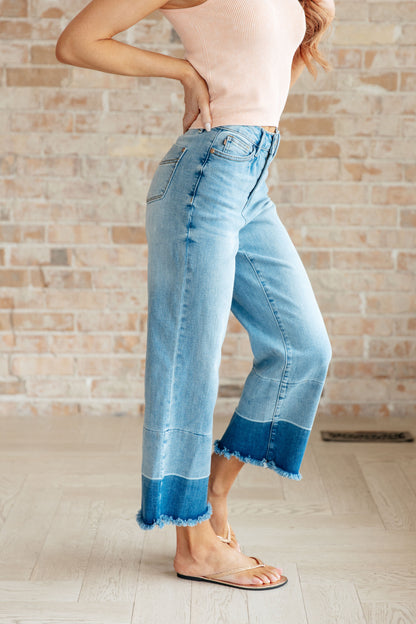 Olivia High Rise Wide Leg Crop Jeans in Medium Wash - Dahlia Boutique