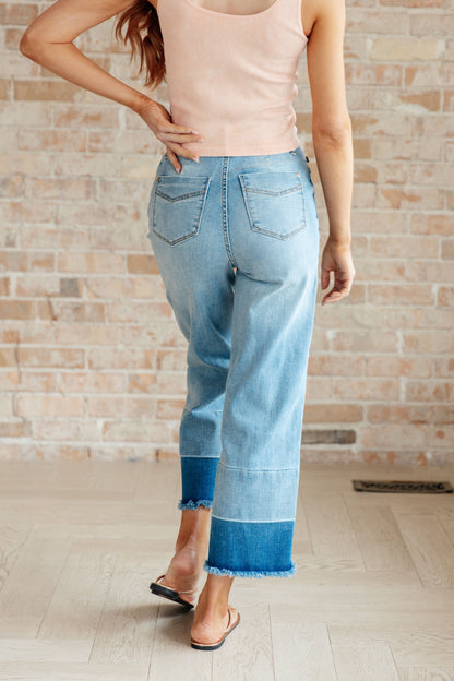 Olivia High Rise Wide Leg Crop Jeans in Medium Wash - Dahlia Boutique