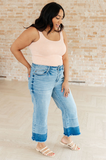 Olivia High Rise Wide Leg Crop Jeans in Medium Wash - Dahlia Boutique