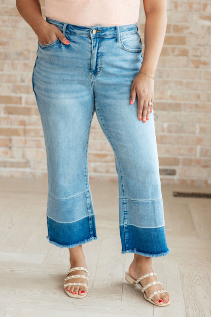 Olivia High Rise Wide Leg Crop Jeans in Medium Wash - Dahlia Boutique