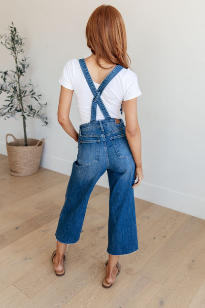 Priscilla High Rise Crop Wide Leg Denim Overalls - Dahlia Boutique