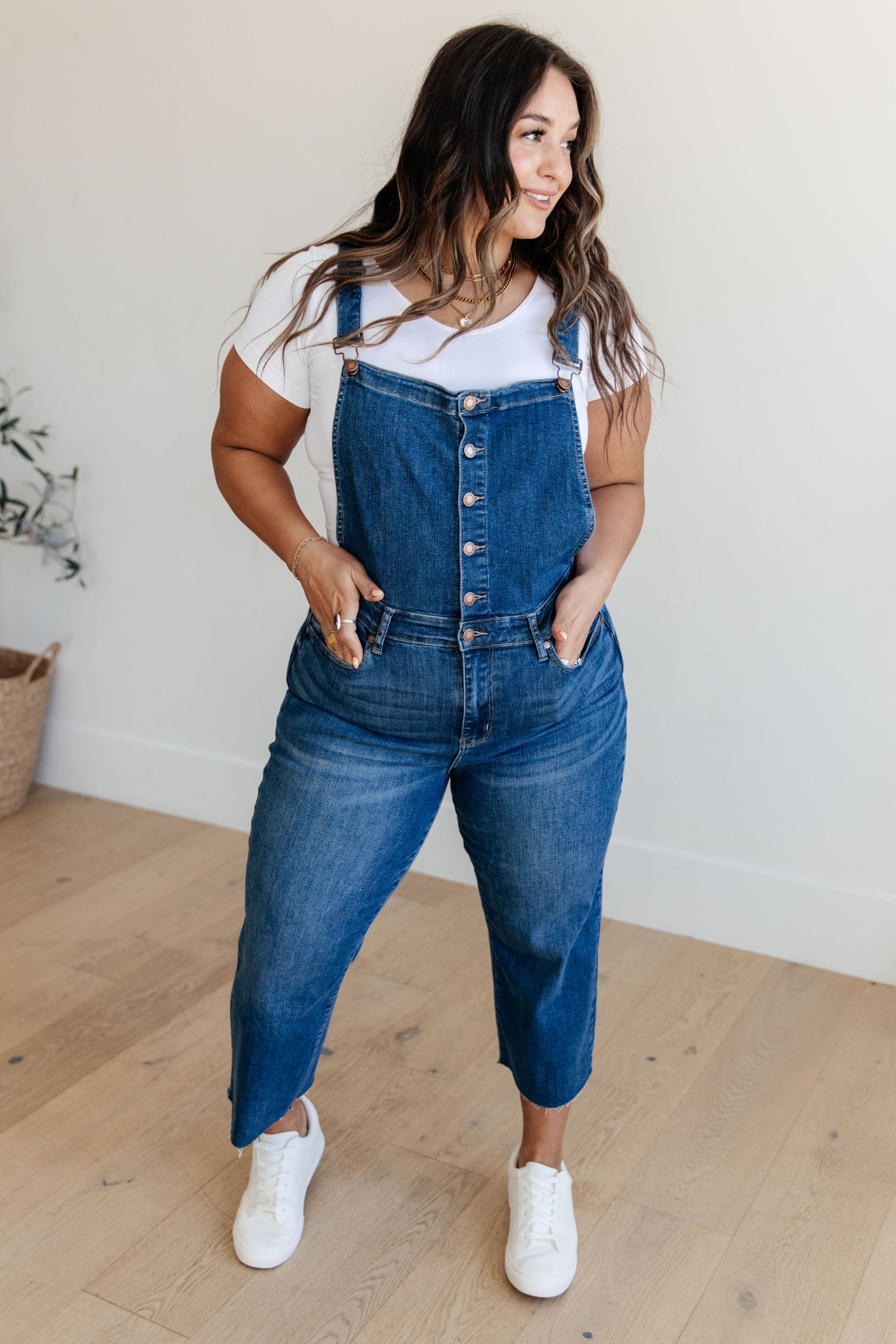 Priscilla High Rise Crop Wide Leg Denim Overalls - Dahlia Boutique