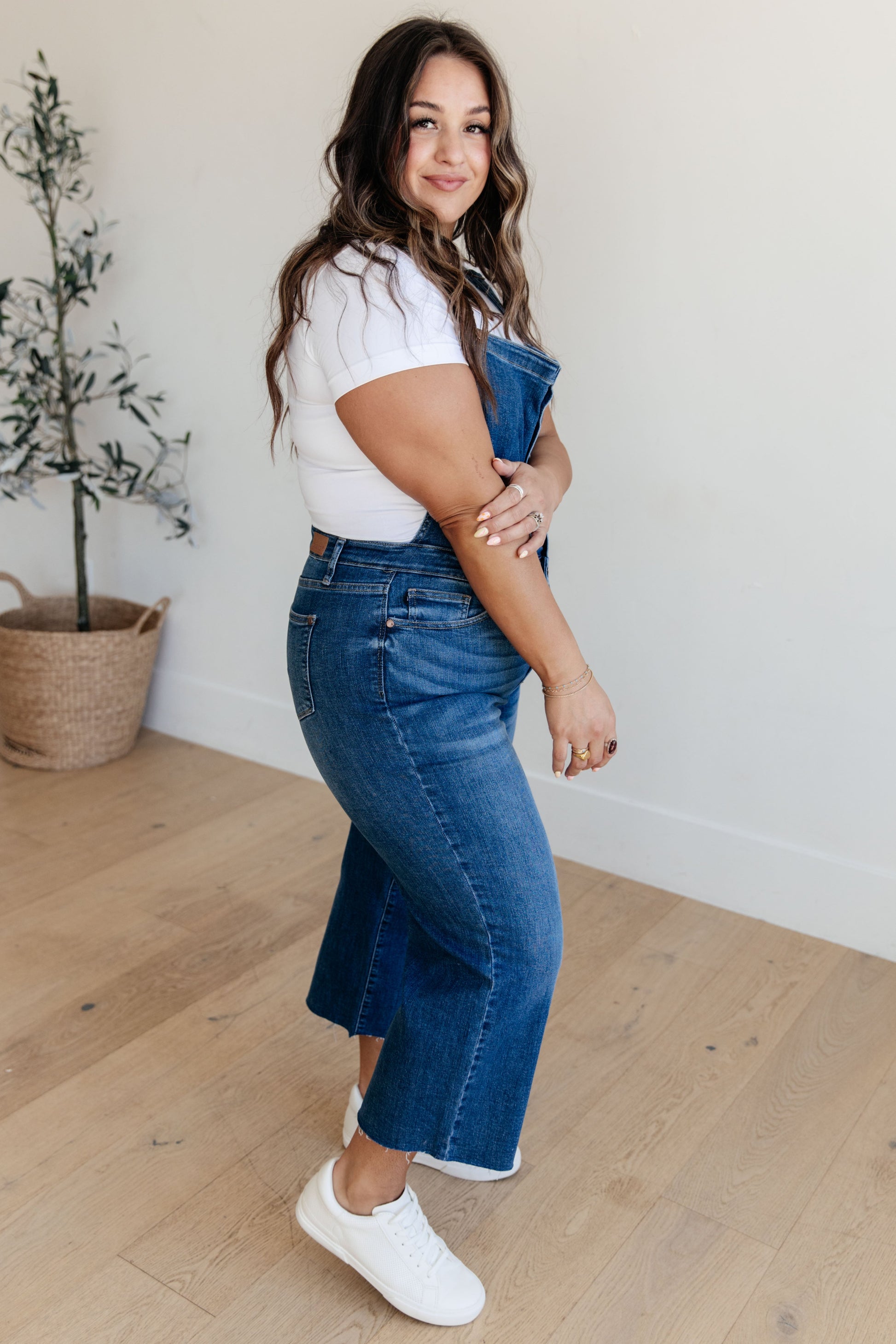 Priscilla High Rise Crop Wide Leg Denim Overalls - Dahlia Boutique