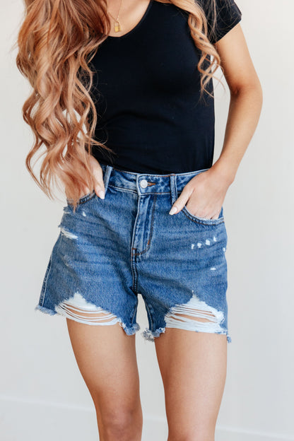 Samantha High Rise Rigid Magic Distressed Cutoff Shorts - Dahlia Boutique