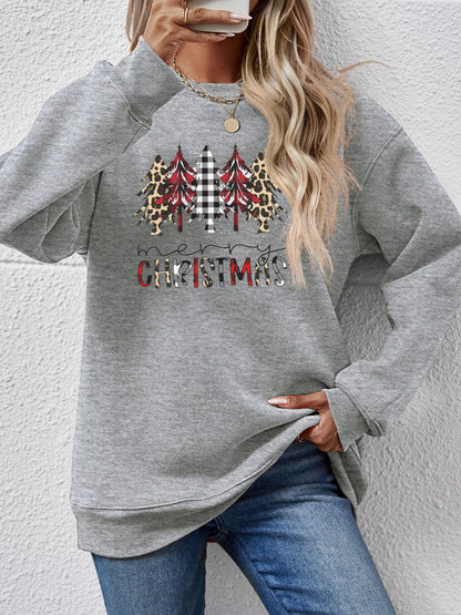 MERRY CHRISTMAS Round Neck Long Sleeve Sweatshirt