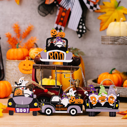 4-Piece Halloween Element Car-Shape Hanging Art